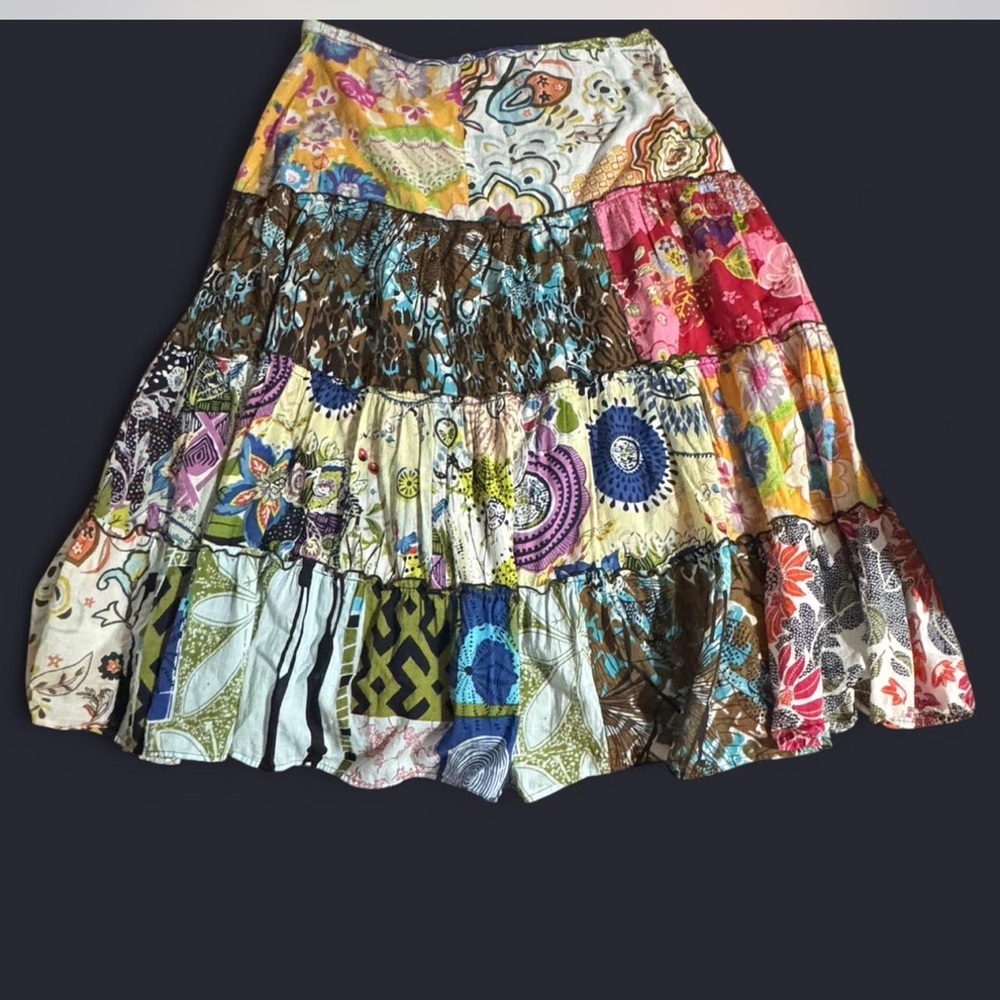 New Direction Multicolor Patchwork A-Line Skirt